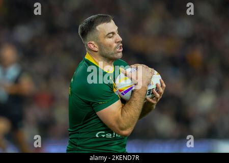 Leeds, Großbritannien. 03.. November 2022. James Tedesco (C) (Sydney Roosters) aus Australien (1) während des Rugby League World 2021-Spiels zwischen Australien und Neuseeland in der Elland Road, Leeds, England, am 11. November 2022. Foto von David Horn. Quelle: Prime Media Images/Alamy Live News Stockfoto