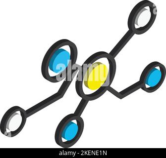 Darstellung von Atomen und Molekülen im isometrischen Stil von 3D, isoliert auf dem Hintergrund Stock Vektor