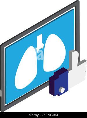Darstellung der Lunge im isometrischen Stil 3D isoliert auf dem Hintergrund Stock Vektor