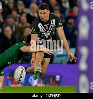 Leeds, Großbritannien. 03.. November 2022. Joseph Manu (Sydney Roosters) aus Neuseeland (1) während des Rugby League World 2021-Spiels zwischen Australien und Neuseeland in der Elland Road, Leeds, England am 11. November 2022. Foto von David Horn. Quelle: Prime Media Images/Alamy Live News Stockfoto