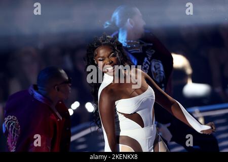 Düsseldorf, Deutschland. 13.. November 2022. Ayanna tritt bei den MTV Europe Music Awards im PSD Bank Dome auf. Quelle: Rolf Vennenbernd/dpa/Alamy Live News Stockfoto