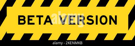 Gelb und schwarz mit Linie gestreiften Label-Banner mit Wort Beta-Version Stock Vektor