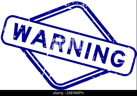 Grunge blau Warnwort Gummi quadratische Siegel Stempel auf weißem Hintergrund Stock Vektor