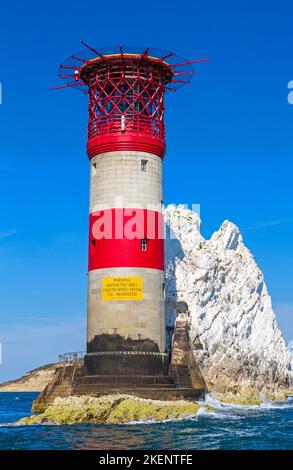 Needles Lighthouse, Isle of Wight, Hampshire, England, Vereinigtes Königreich Stockfoto