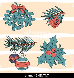 weihnachtsdekorationen mit Blumendesign Stock Vektor