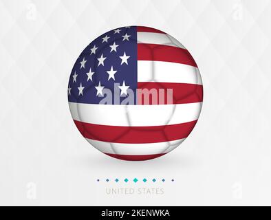 Fußball mit USA-Flaggenmuster, Fußball mit Flagge der US-Nationalmannschaft. Vector Sport-Symbol. Stock Vektor