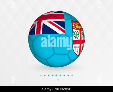 Fußballball mit Fidschi-Flaggen-Muster, Fußballball mit Flagge der Fidschi-Nationalmannschaft. Vector Sport-Symbol. Stock Vektor