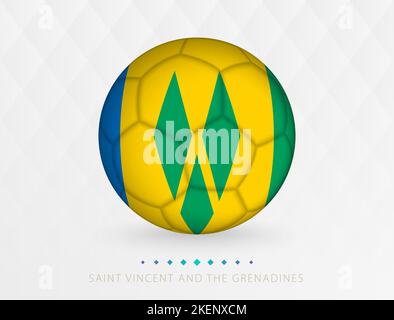 Fußballball mit St. Vincent und den Grenadinen, Fußballball mit der Flagge von St. Vincent und der Grenadinen-Nationalmannschaft. Vektorspor Stock Vektor
