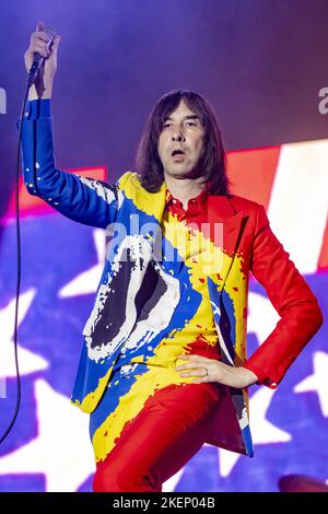 STANDON, ENGLAND: Künstler wie Primal Scream treten am 4. Tag beim Standon Calling Festival in Hertfordshire auf. Mit: Bobbie Gillespie wo: Standon, Großbritannien Wann: 24 Jul 2022 Kredit: Neil Lupin/WENN Stockfoto