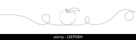 Kontinuierliche Linienzeichnung des Apfels. Das Symbol „Apfel eine Zeile“. Hintergrund für einzeilige Zeichnung. Vektorgrafik. Schwarzes Apple-Symbol Stock Vektor
