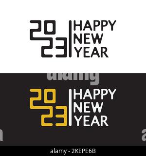 Frohes neues Jahr 2023 Text-Design. Broschüre Design Vorlage, Karte, Banner. Vektorgrafik. Stock Vektor