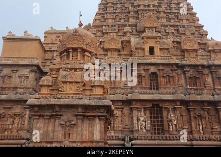 Schönes Foto des Brihadeeswarar-Tempels in Tanjore. Stockfoto