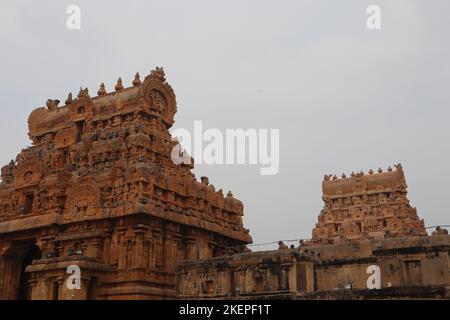 Schönes Foto des Brihadeeswarar-Tempels in Tanjore. Stockfoto