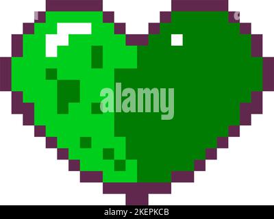 Green Heart Pixel Art für 8-Bit-Spiel-Schnittstelle Stock Vektor