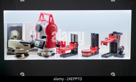 Geodätisches Messinstrument für Ingenieurarbeiten und topographische Untersuchungen Stockfoto