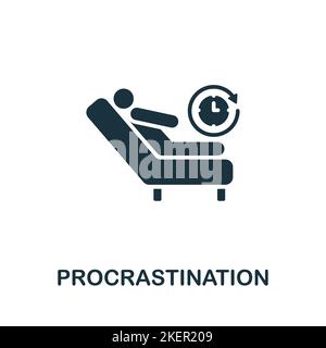 Symbol „Procrastination“. Monochromes, einfaches Symbol für menschliche Produktivität für Vorlagen, Webdesign und Infografiken Stock Vektor