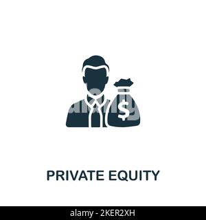 Symbol „Private Equity“. Monochromes Symbol für einfache Investitionen für Vorlagen, Webdesign und Infografiken Stock Vektor