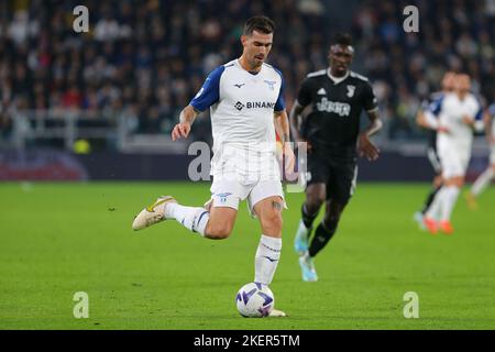 TURIN, ITALIEN, 13. NOVEMBER 2022. Alessio Romagnoli von der SS Lazio während des Spiels zwischen dem FC Juventus und der SS Lazio am 13. November 2022 im Allianz Stadium in Turin, Italien. Kredit: Massimiliano Ferraro/Alamy Live Nachrichten Stockfoto