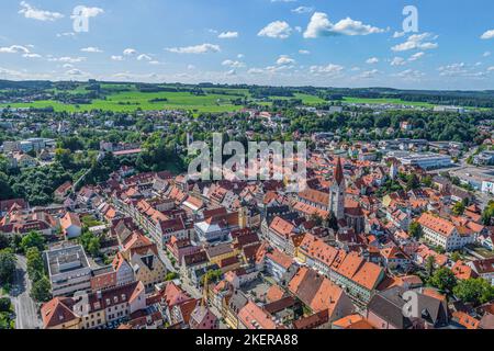 Luftaufnahme zu Kaufbeuren im östlichen Allgäu Stockfoto