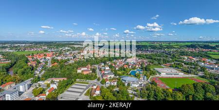 Luftaufnahme zu Kaufbeuren im östlichen Allgäu Stockfoto