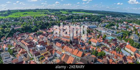 Luftaufnahme zu Kaufbeuren im östlichen Allgäu Stockfoto