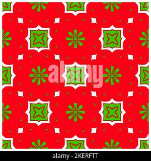 Leuchtendes Rotgrün Merry Christmas nahtloses geometrisches Design-Element mit ethnischer Note Stock Vektor