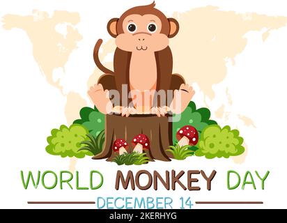 Welt Affen Tag Poster Design Illustration Stock Vektor