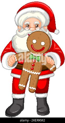 Weihnachtsmann mit einer Lebkuchendarstellung Stock Vektor