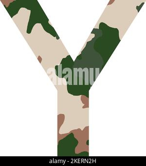 Englisches Alphabet Buchstabe Y, Khaki-Stil isoliert auf weißem Hintergrund - Vektor-Illustration Stock Vektor