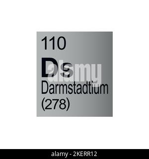 Darmstadtium chemisches Element des Mendelejew Periodensystems auf grauem Hintergrund. Bunte Vektordarstellung - zeigt Zahl, Symbol, Name und atomare wei Stock Vektor