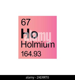 Holmium chemisches Element von Mendeleeev Periodensystem auf rosa Hintergrund. Farbenfrohe Vektordarstellung – zeigt Anzahl, Symbol, Namen und Atomgewicht an. Stock Vektor