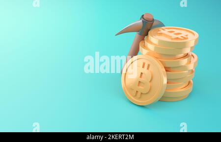 Isolierte 3D Bitcoin. 3D Abbildung Stockfoto