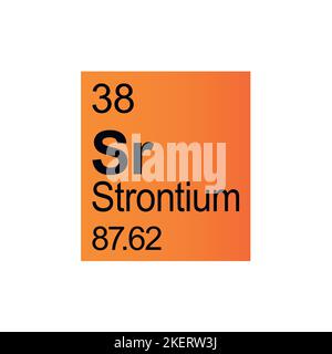 Strontium-chemisches Element des Mendelejew Periodensystems auf orangefarbenem Hintergrund. Stock Vektor