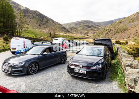 Haweswater Parkplatz, Cumbria, UK, England, haweswater Reservoir, haweswater, Reservoir, haweswater Reservoir cumbria, haweswater Reservoir uk, haweswater Stockfoto