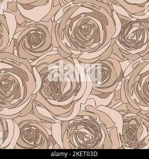 Abstraktes Nahtmuster im Blumenmuster. Vintage staubige Rose Hintergrund. Mosaikrosenknospen. Dezenter, zartes Rosenmuster. Vektorgrafik. Stock Vektor