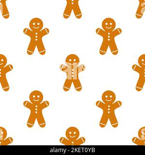 Weihnachten Lebkuchen Mann Cookies nahtlose Muster. Vektorgrafik. Stock Vektor