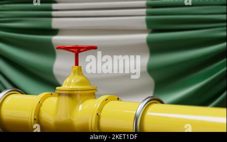 Öl- und Gaspipeline in Nigeria. Konzept der Ölindustrie. 3D Rendering Stockfoto