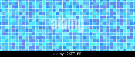 Hellblaues Mosaik-Muster aus Swimmingpool mit Mosaikfliesen Stock Vektor