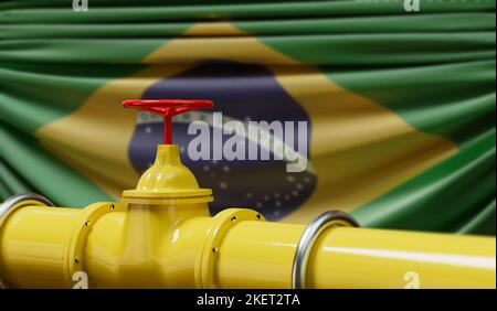 Öl- und Gaspipeline in Brasilien. Konzept der Ölindustrie. 3D Rendering Stockfoto