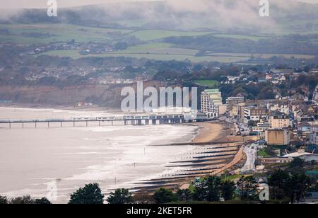 Blick auf die Küste von Sandown von Culver auf der Isle of Wight im Südosten Englands Stockfoto