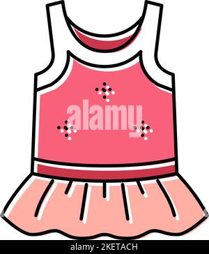 ärmellose Tunika Mädchen Baby Tuch Farbe Symbol Vektor Illustration Stock Vektor