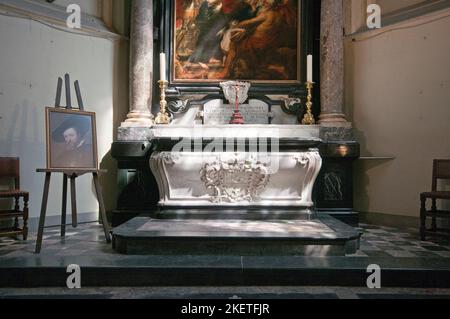 Grab von Peter Paul Rubens (1577-1640) in der Kirche Saint James, Antwerpen (Flandern), Belgien Stockfoto