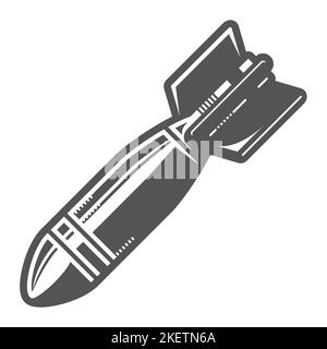 Luft-Atombombe, atomares Raketenflugzeug, Bombe im Flug, Vektor Stock Vektor