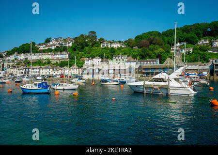 21.. Juli 2021 - Looe, Großbritannien: Ein schöner Sommertag für Aktivitäten auf dem Wasser rund um Looe Harbour, Cornwall, Großbritannien Stockfoto