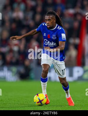 Evertons Alex Iwobi in Aktion während des Premier League-Spiels im Vitality Stadium, Bournemouth. Bilddatum: Samstag, 12. November 2022. Stockfoto