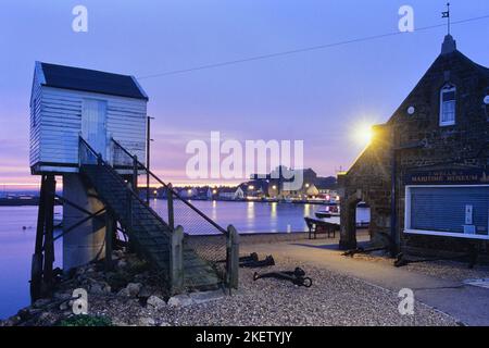 Wells Gezeitenrekorder, Wells Harbour, Wells-next-the-Sea. Norfolk. England. VEREINIGTES KÖNIGREICH Stockfoto