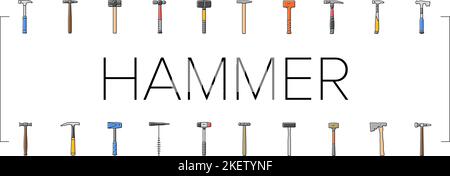 Hammer Werkzeugbau Symbole setzen Vektor Stock Vektor