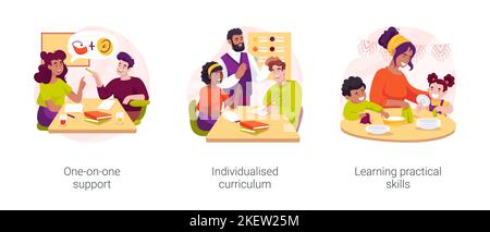 Private spezielle Bildung Schule isoliert Cartoon Vektor Illustration set Stock Vektor