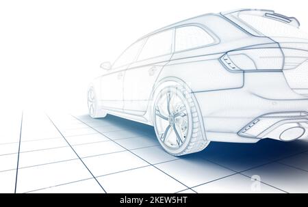 Generisches Stadtauto ohne Markenbezeichnung im Licht: Abbildung 3D Stockfoto