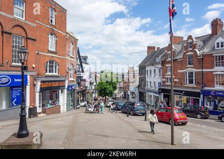 Broad Street vom Market Place, Ross-on-Wye (Rhosan ar Wy), Herefordshire, England, Großbritannien Stockfoto